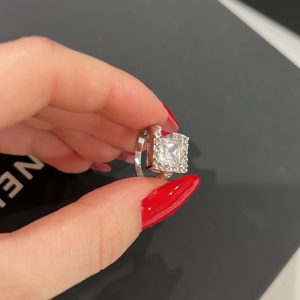 Silver Ring Double With Diamond - image 5